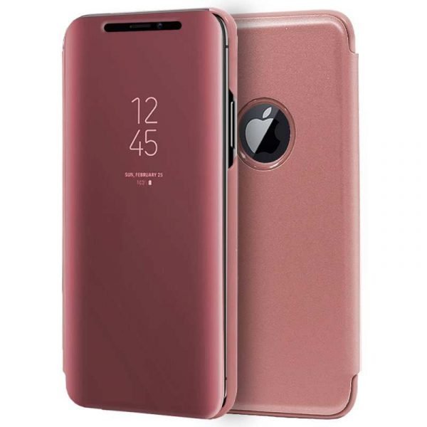 funda flip cover iphone xs max clear view rosa 1