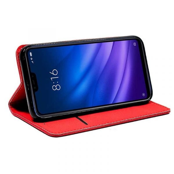 funda flip cover xiaomi mi 8 lite liso rojo2