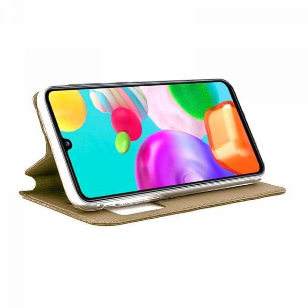 funda flip cover samsung galaxy a41 liso dorado 2