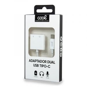 adaptador dual usb tipo c auriculares carga digital cool 2