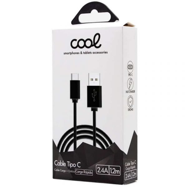 cable usb compatible cool universal tipo c 12 metros negro 24 amp 1