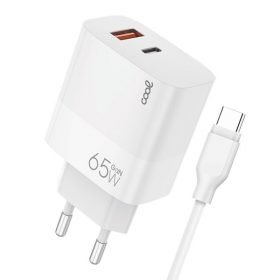 cargador red universal ultra fast pd tipo c usb cool 65w cable tipo c gan blanco