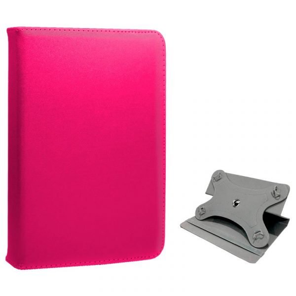 funda cool ebook tablet 7 pulg polipiel rosa giratoria